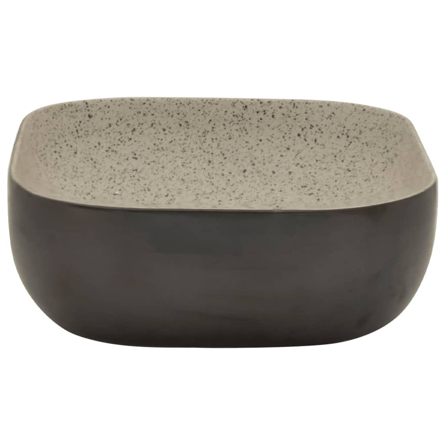 Opzetwasbak Rechthoekig 48X37,5X13,5 Cm Keramiek Grijs En Zwart