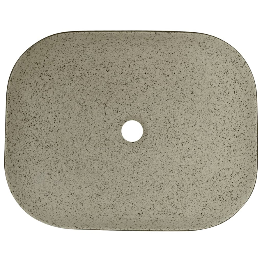 Opzetwasbak Rechthoekig 48X37,5X13,5 Cm Keramiek Grijs En Zwart