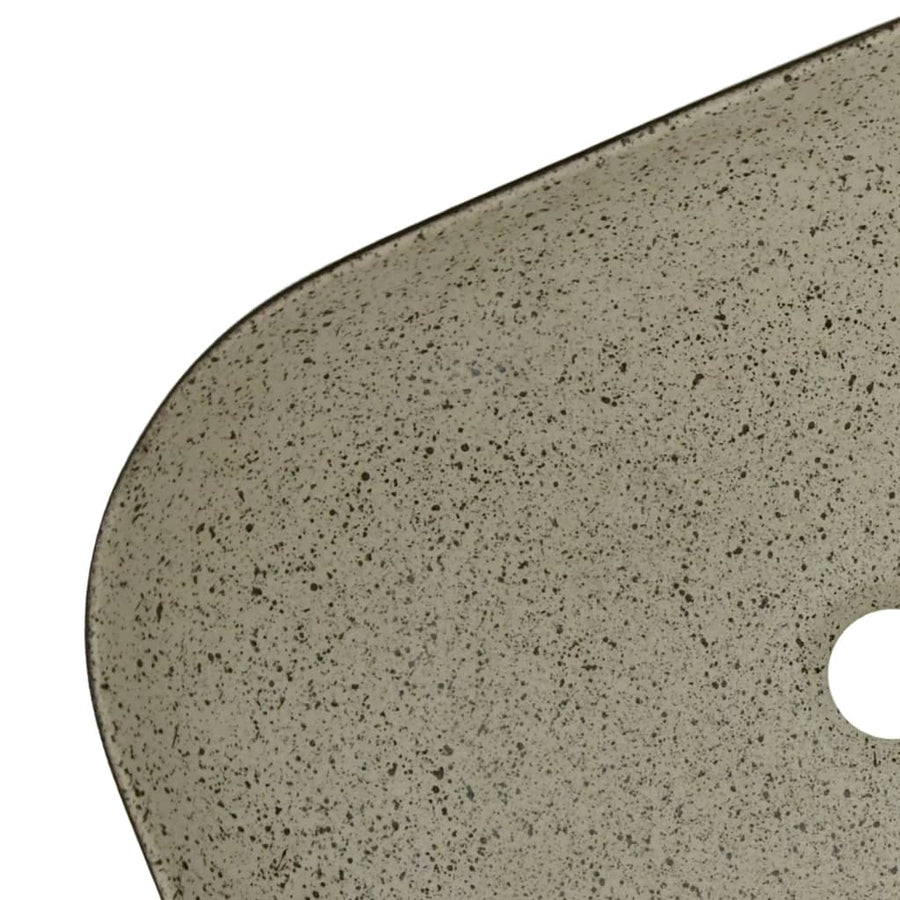 Opzetwasbak Rechthoekig 48X37,5X13,5 Cm Keramiek Grijs En Zwart