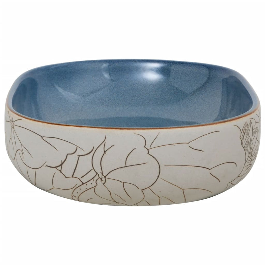 Opzetwasbak ovaal 59x40x14 cm keramiek zandkleurig en blauw 59 x 40 x 14 cm Zand