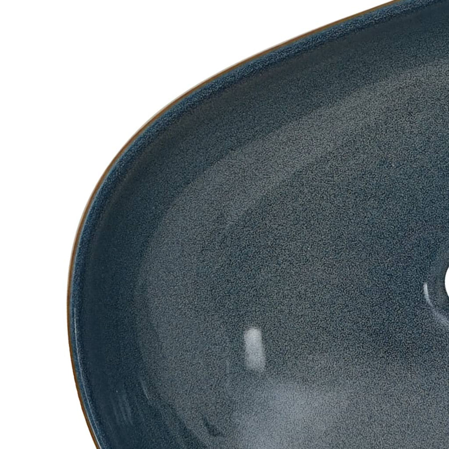 Opzetwasbak ovaal 59x40x14 cm keramiek zandkleurig en blauw 59 x 40 x 14 cm Zand