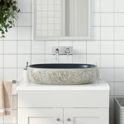 Opzetwasbak ovaal 59x40x14 cm keramiek zandblauw