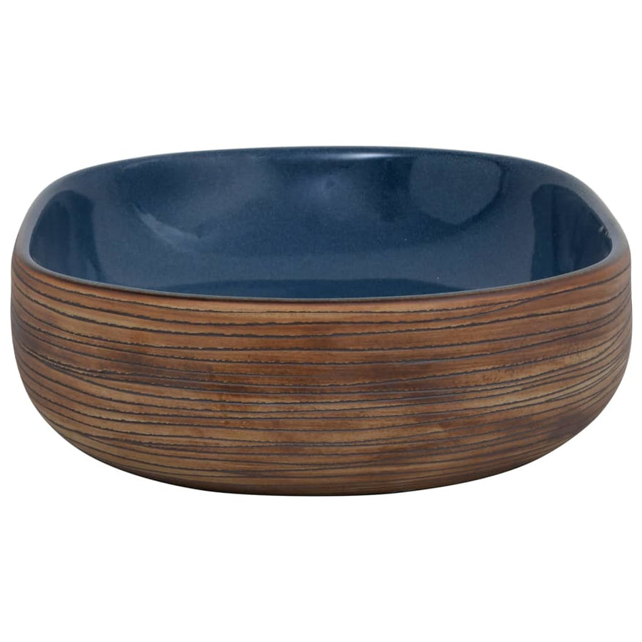 Opzetwasbak Ovaal 59X40X14 Cm Keramiek Bruin En Blauw