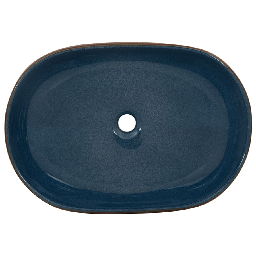 Opzetwasbak Ovaal 59X40X14 Cm Keramiek Bruin En Blauw