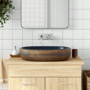 Opzetwasbak ovaal 59x40x14 cm keramiek bruin blauw