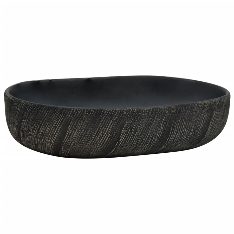 Opzetwasbak Ovaal 59X40X14 Cm Keramiek Zwart