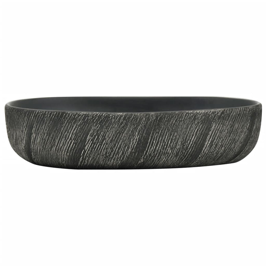 Opzetwasbak Ovaal 59X40X14 Cm Keramiek Zwart