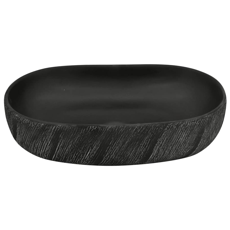 Opzetwasbak Ovaal 59X40X14 Cm Keramiek Zwart