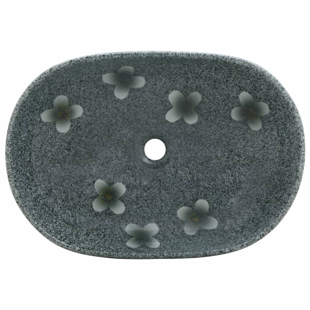 Opzetwasbak ovaal 59x40x14 cm keramiek blauw 59 x 40 x 14 cm Blauw