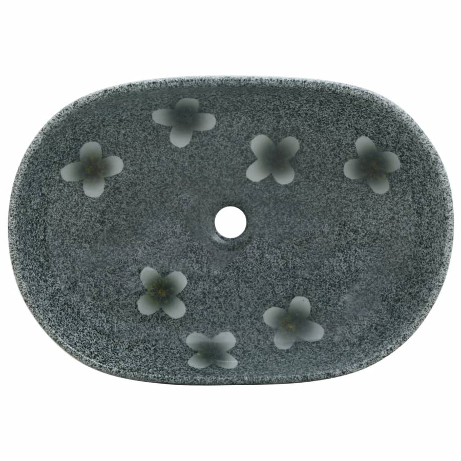 Opzetwasbak ovaal 59x40x14 cm keramiek blauw 59 x 40 x 14 cm Blauw