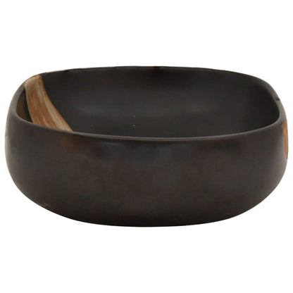 Opzetwasbak ovaal 59x40x14 cm keramiek zwart 59 x 40 x 14 cm Zwart en bruin