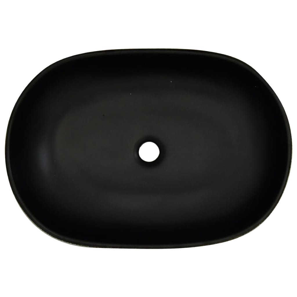 Opzetwasbak ovaal 59x40x14 cm keramiek grijs en zwart 59 x 40 x 14 cm Grijs en bruin