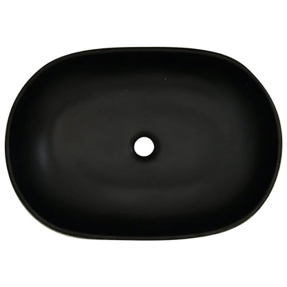 Opzetwasbak ovaal 59x40x14 cm keramiek grijs en zwart 59 x 40 x 14 cm Grijs en bruin