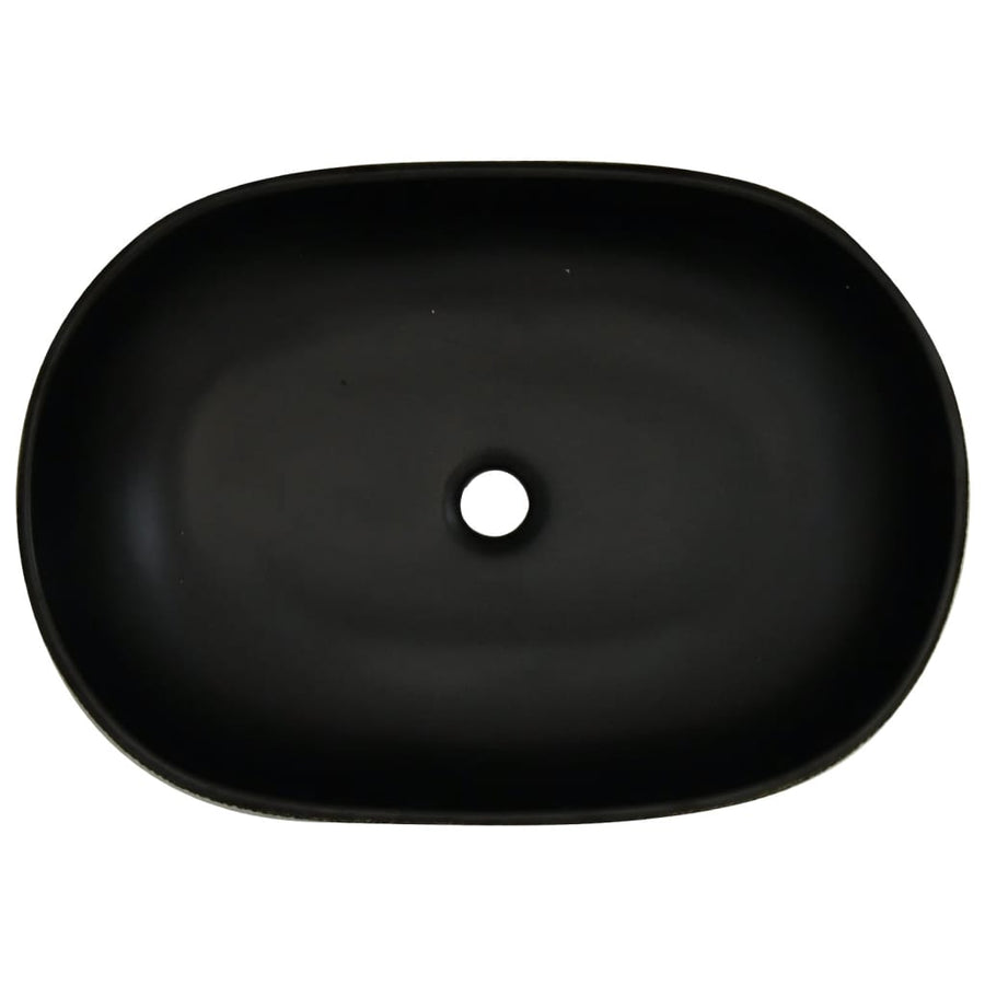 Opzetwasbak ovaal 59x40x14 cm keramiek grijs en zwart 59 x 40 x 14 cm Grijs en bruin
