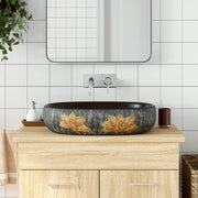 Opzetwasbak ovaal 59x40x14 cm keramiek grijs zwart