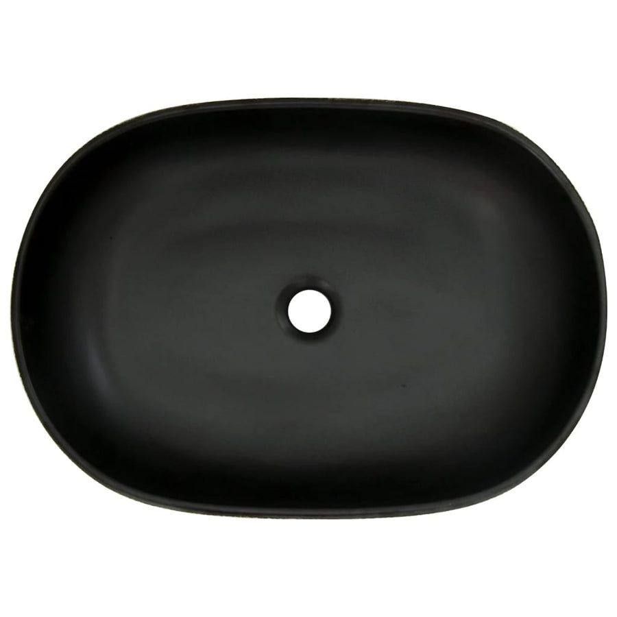 Opzetwasbak Ovaal 59X40X14 Cm Keramiek Grijs En Zwart