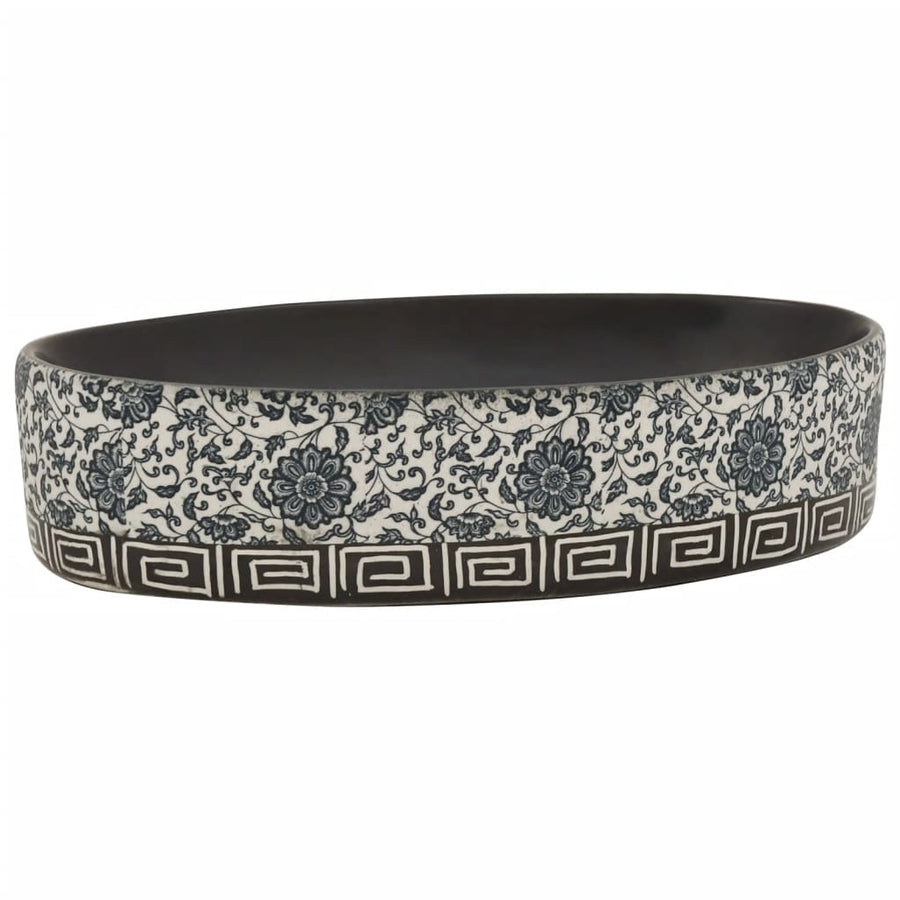 Opzetwasbak Ovaal 56,5X36,5X13,5 Cm Keramiek Zwart En Blauw