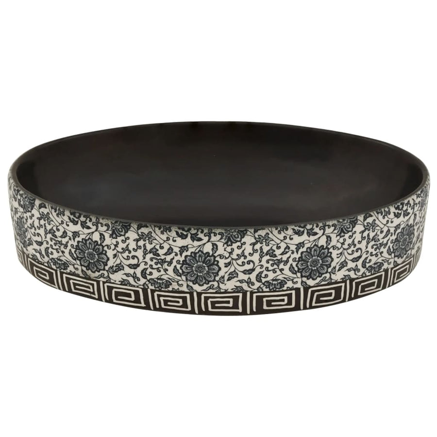 Opzetwasbak Ovaal 56,5X36,5X13,5 Cm Keramiek Zwart En Blauw