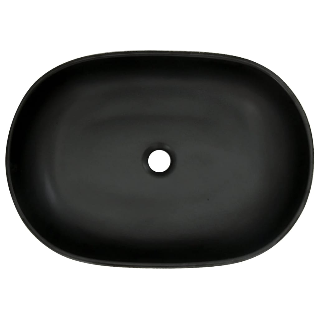 Opzetwasbak ovaal 59x40x14 cm keramiek zwart en blauw 59 x 40 x 14 cm Zwart en blauw
