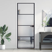 Binnendeur 76x201,5 cm glas aluminium zwart