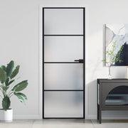 Binnendeur 76x201,5 cm gehard glas aluminium zwart