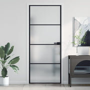 Binnendeur 83x201,5 cm glas aluminium zwart