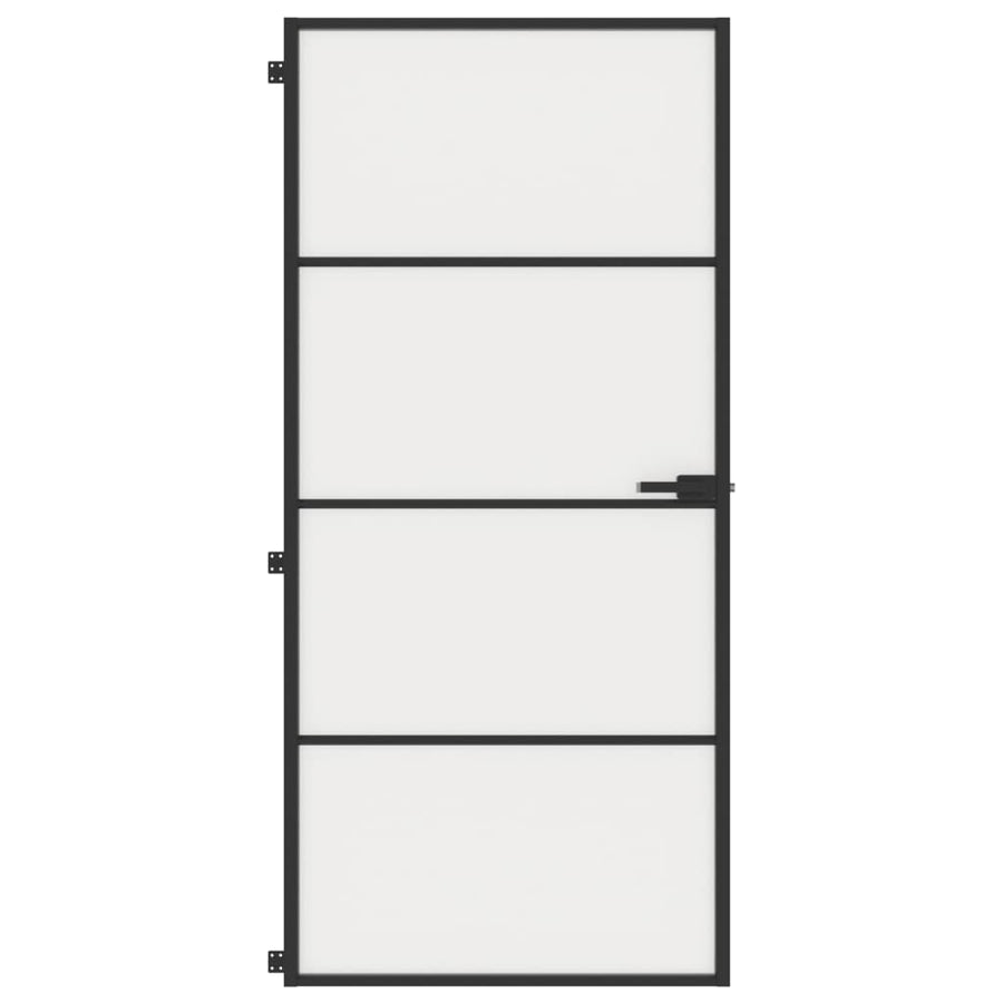 Binnendeur Smal 93X201,5 Cm Gehard Glas En Aluminium Zwart