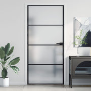 Binnendeur 93x201,5 cm gehard glas aluminium zwart