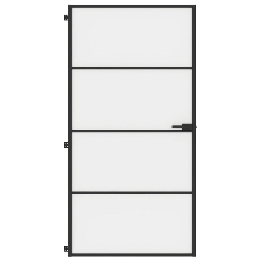Binnendeur Smal 102,5X201,5 Cm Gehard Glas En Aluminium Zwart