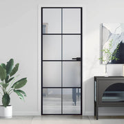 Binnendeur 76x201,5 cm glas aluminium zwart