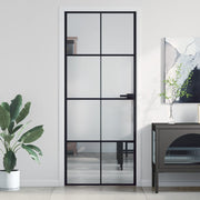 Binnendeur 83x201,5 cm gehard glas aluminium zwart