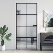 Binnendeur 93x201,5 cm gehard glas aluminium zwart