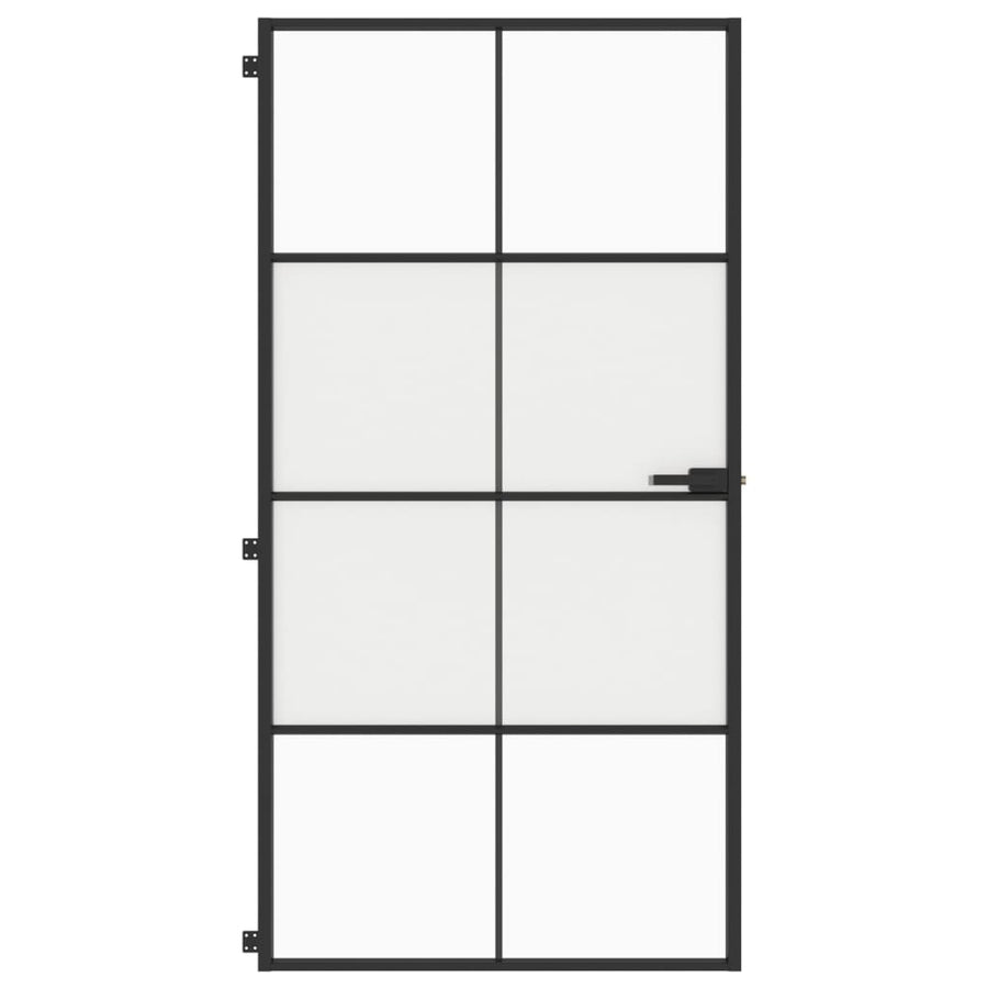 Binnendeur Smal 102,5X201,5 Cm Gehard Glas En Aluminium Zwart
