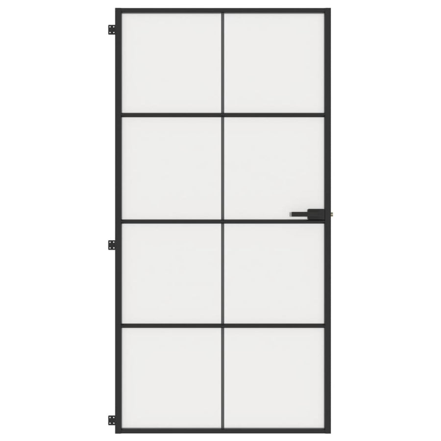 Binnendeur Smal 102,5X201,5 Cm Gehard Glas En Aluminium Zwart