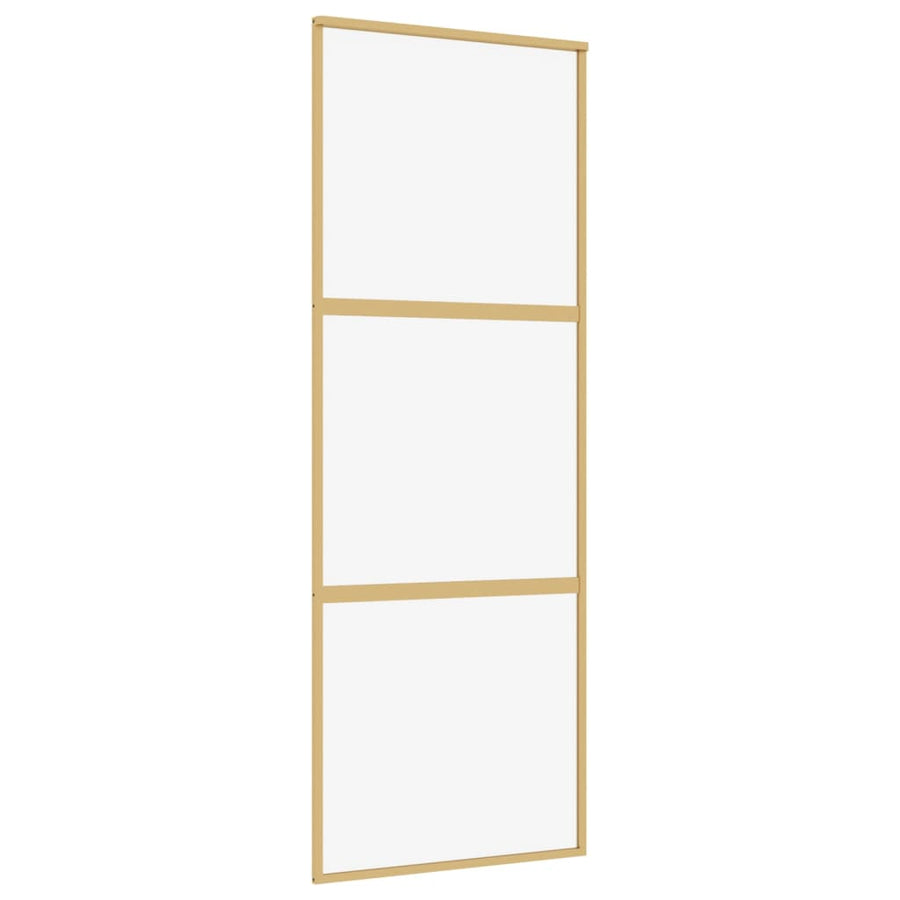 Schuifdeur 76X205 Cm Helder Esg-Glas En Aluminium Goudkleurig