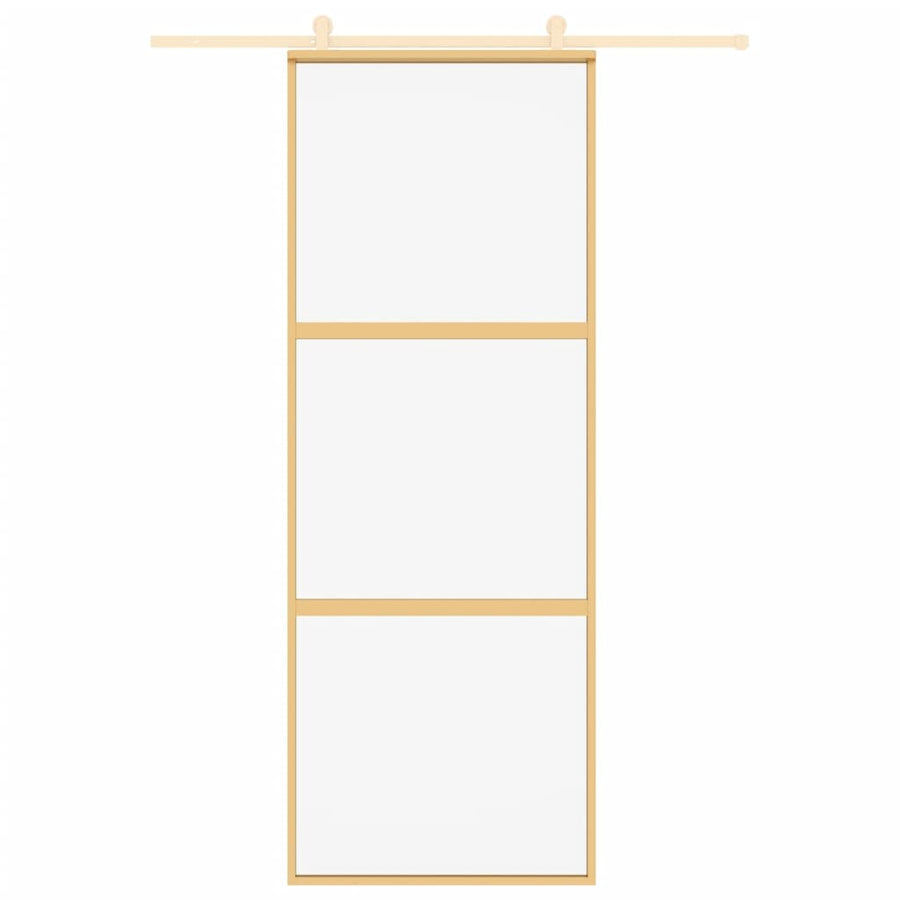Schuifdeur 76X205 Cm Helder Esg-Glas En Aluminium Goudkleurig