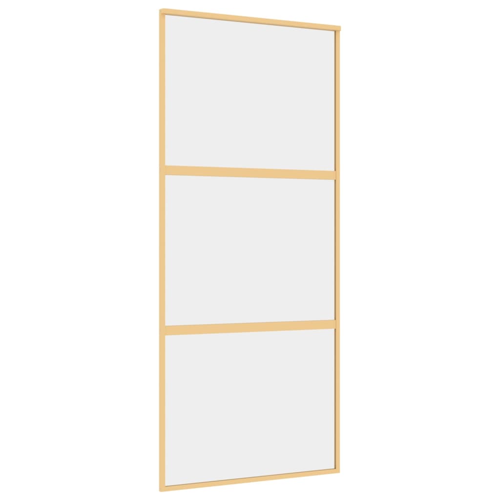 Schuifdeur 90X205 Cm Helder Esg-Glas En Aluminium Goudkleurig