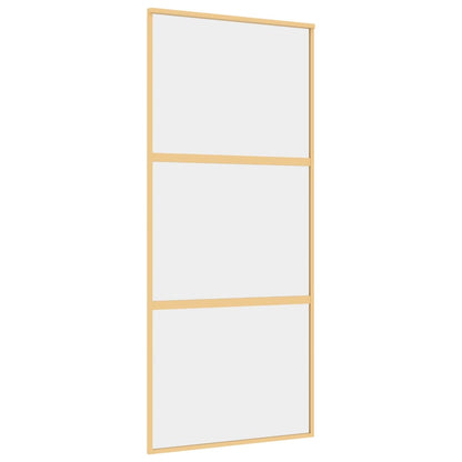 Schuifdeur 90X205 Cm Helder Esg-Glas En Aluminium Goudkleurig