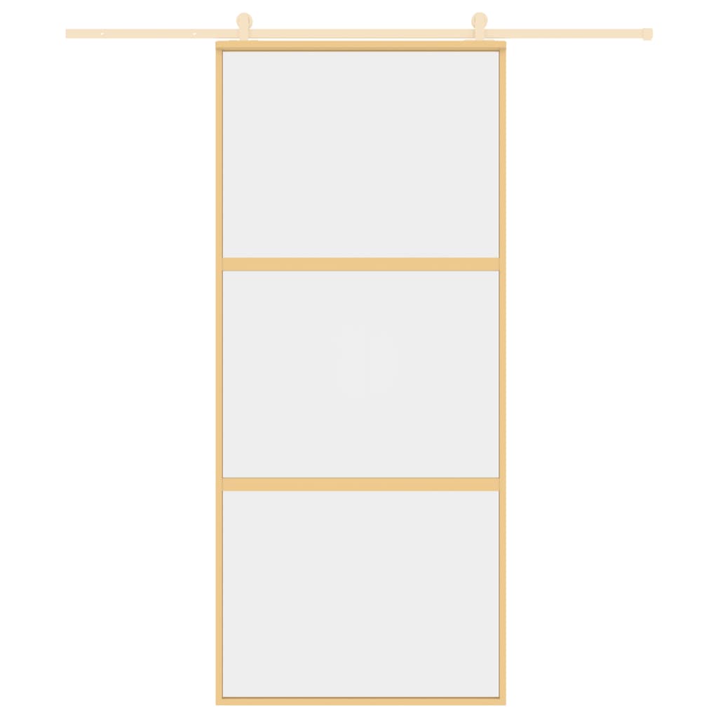 Schuifdeur 90X205 Cm Helder Esg-Glas En Aluminium Goudkleurig