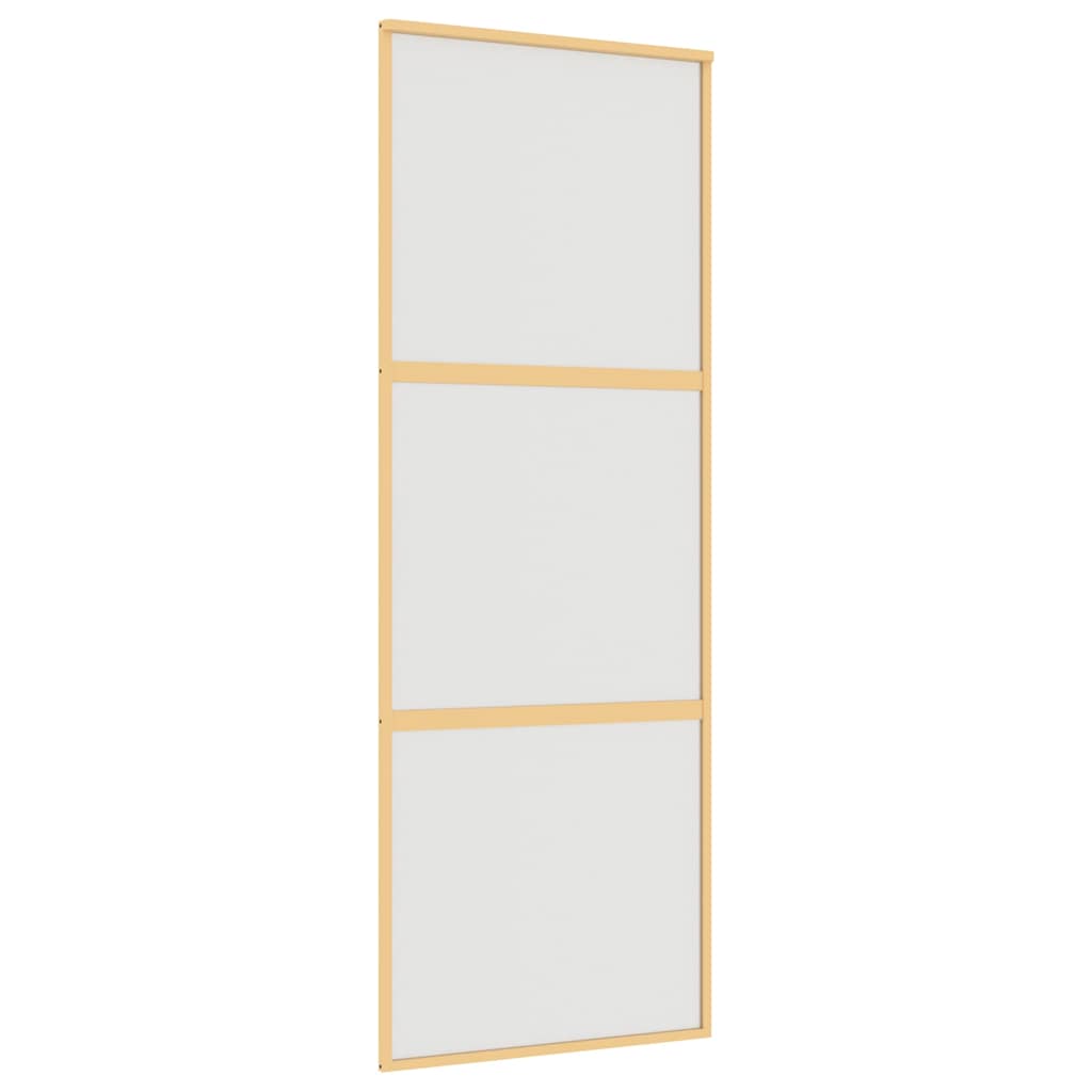 Schuifdeur 76x205 cm mat ESG-glas en aluminium goudkleurig