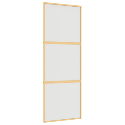 Schuifdeur 76x205 cm mat ESG-glas en aluminium goudkleurig