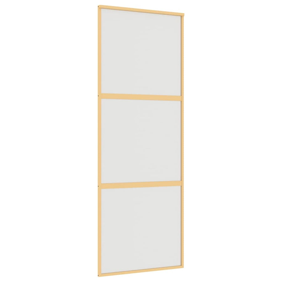 Schuifdeur 76x205 cm mat ESG-glas en aluminium goudkleurig
