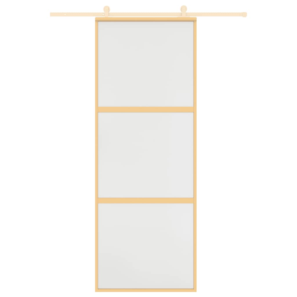Schuifdeur 76x205 cm mat ESG-glas en aluminium goudkleurig