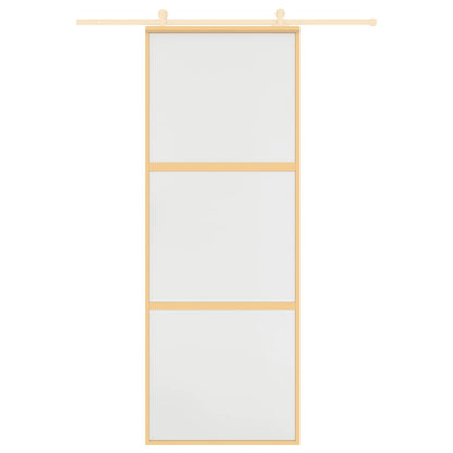 Schuifdeur 76x205 cm mat ESG-glas en aluminium goudkleurig