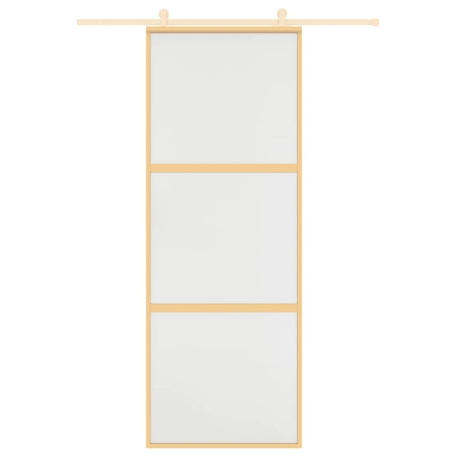Schuifdeur 76x205 cm mat ESG-glas en aluminium goudkleurig