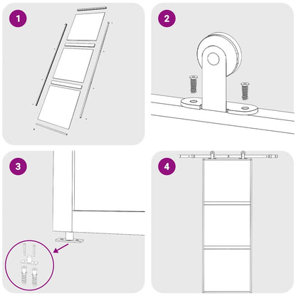 Schuifdeur 76x205 cm mat ESG-glas en aluminium goudkleurig