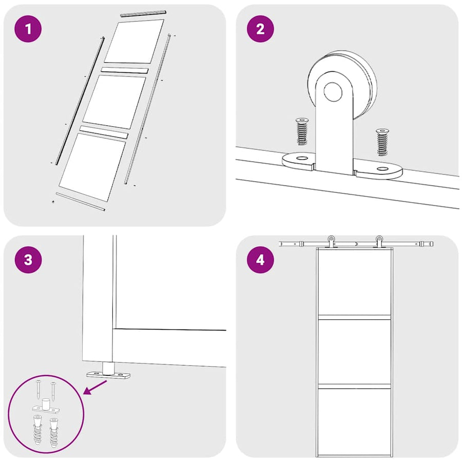 Schuifdeur 76x205 cm mat ESG-glas en aluminium goudkleurig