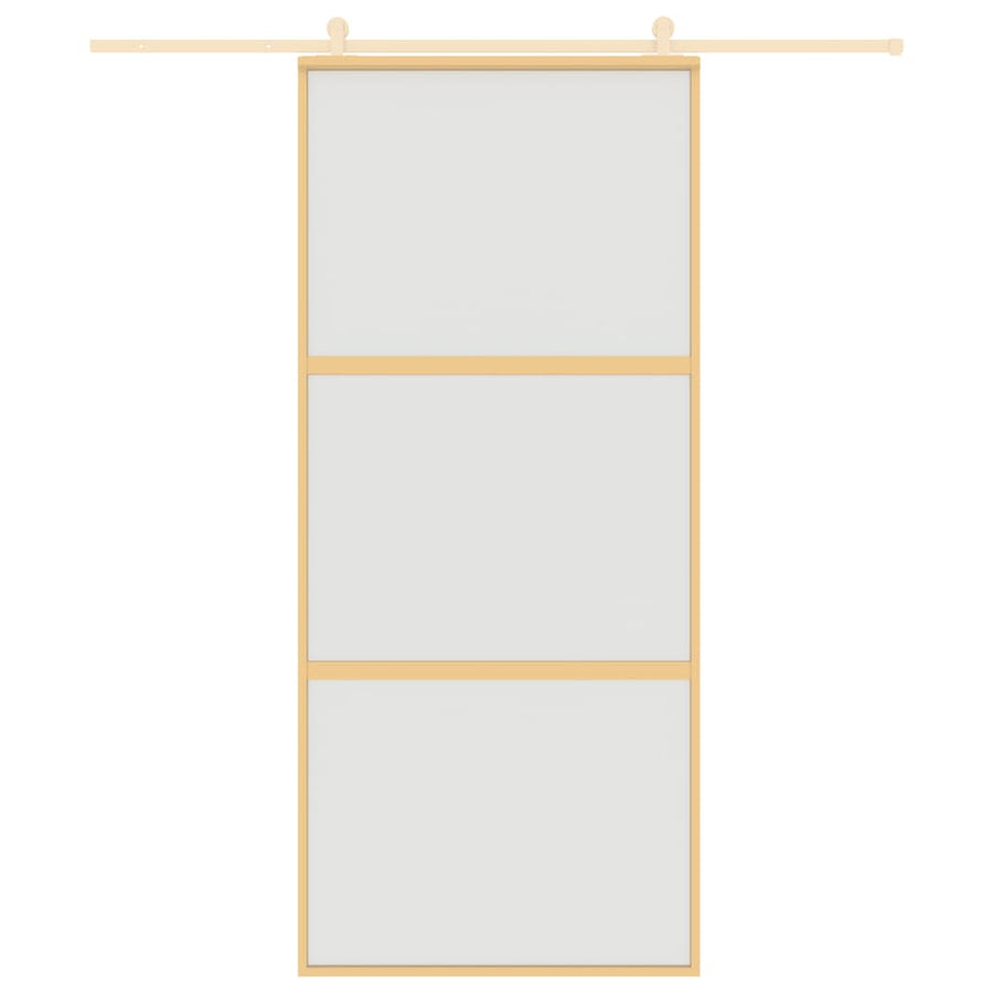 Schuifdeur 90X205 Cm Mat Esg-Glas En Aluminium Goudkleurig