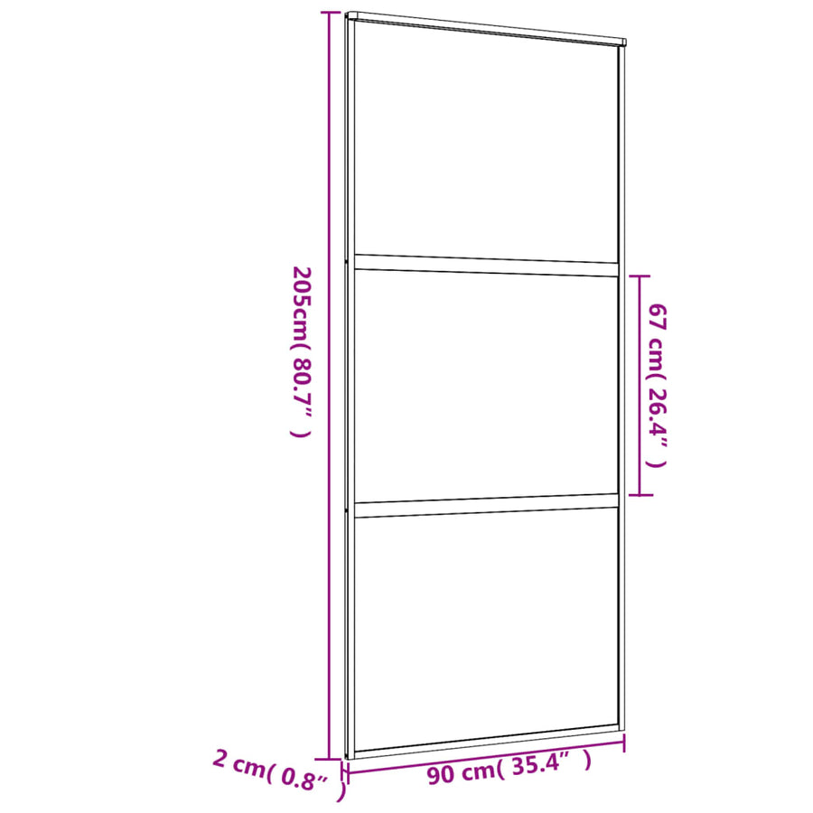 Schuifdeur 90X205 Cm Mat Esg-Glas En Aluminium Goudkleurig