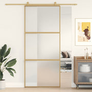 Schuifdeur 90x205 cm mat glas aluminium goud